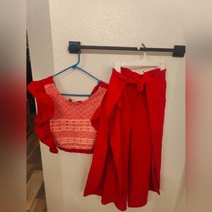 Mexican 2 Piece Outfit, red, Size M